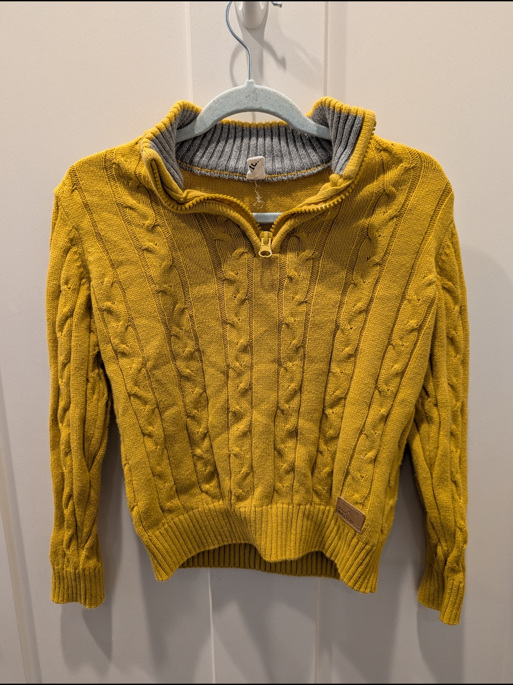 Kids Cable-Knit Half-Zip Sweater - Mustard Yellow